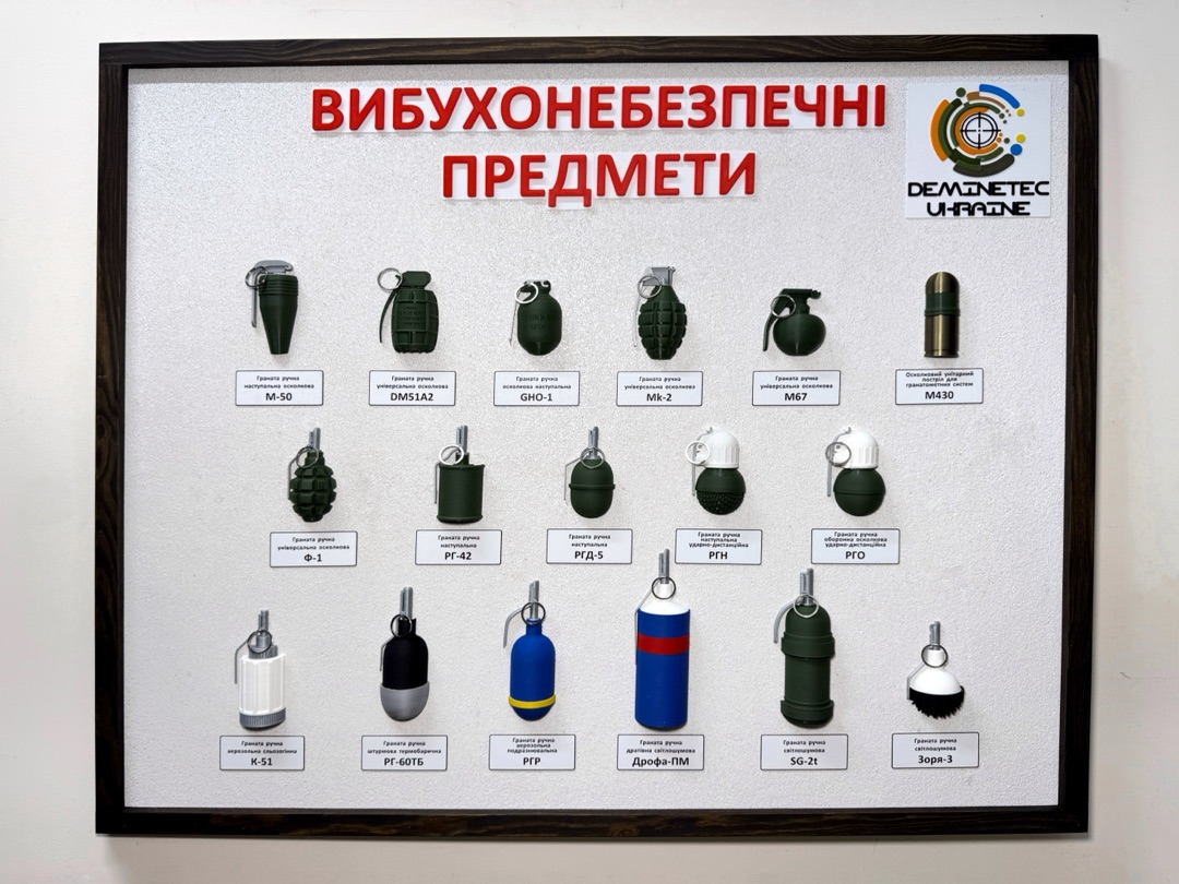 Набір об’ємних стендів вибухонебезпечних предметів 3D друк( Тип 1, Тип 2, Тип 3, Тип 4, Тип 5, Тип 6)