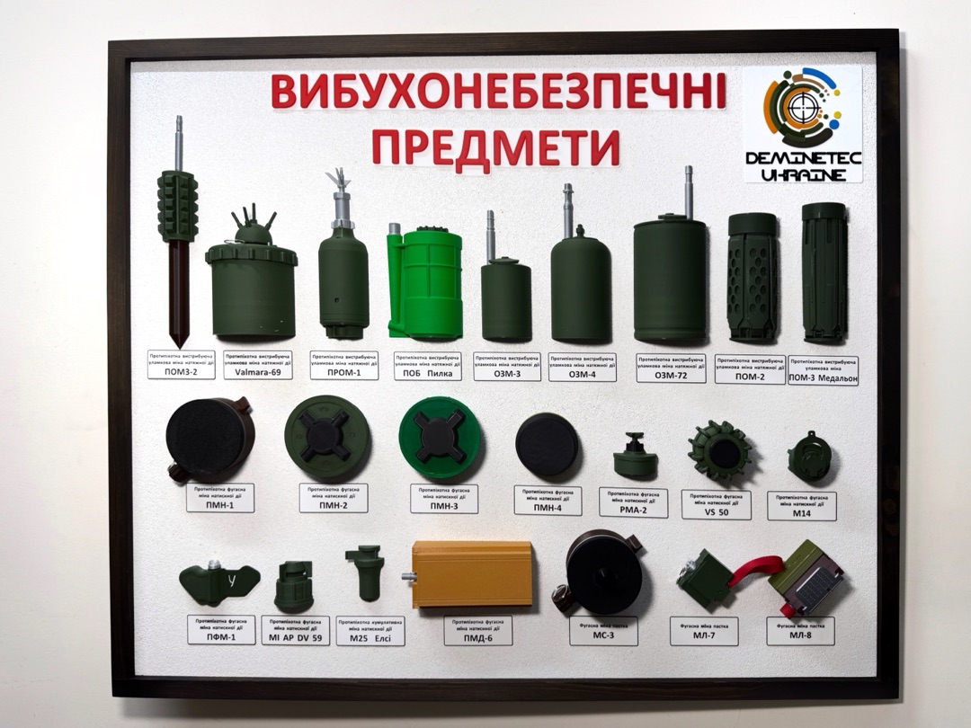 Набір об’ємних стендів вибухонебезпечних предметів 3D друк( Тип 1, Тип 2, Тип 3, Тип 4, Тип 5, Тип 6)