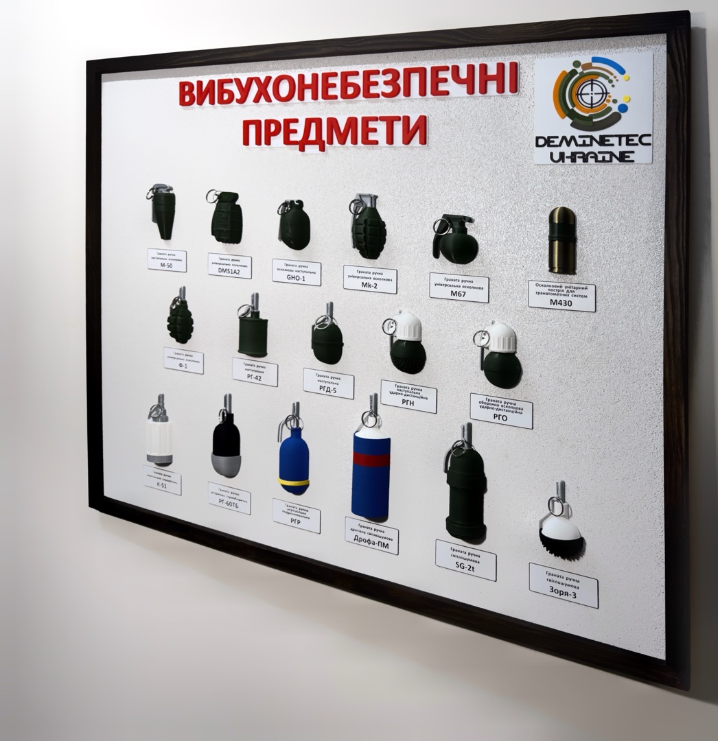 Набір об’ємних стендів вибухонебезпечних предметів 3D друк( Тип 1, Тип 2, Тип 3, Тип 4, Тип 5, Тип 6)