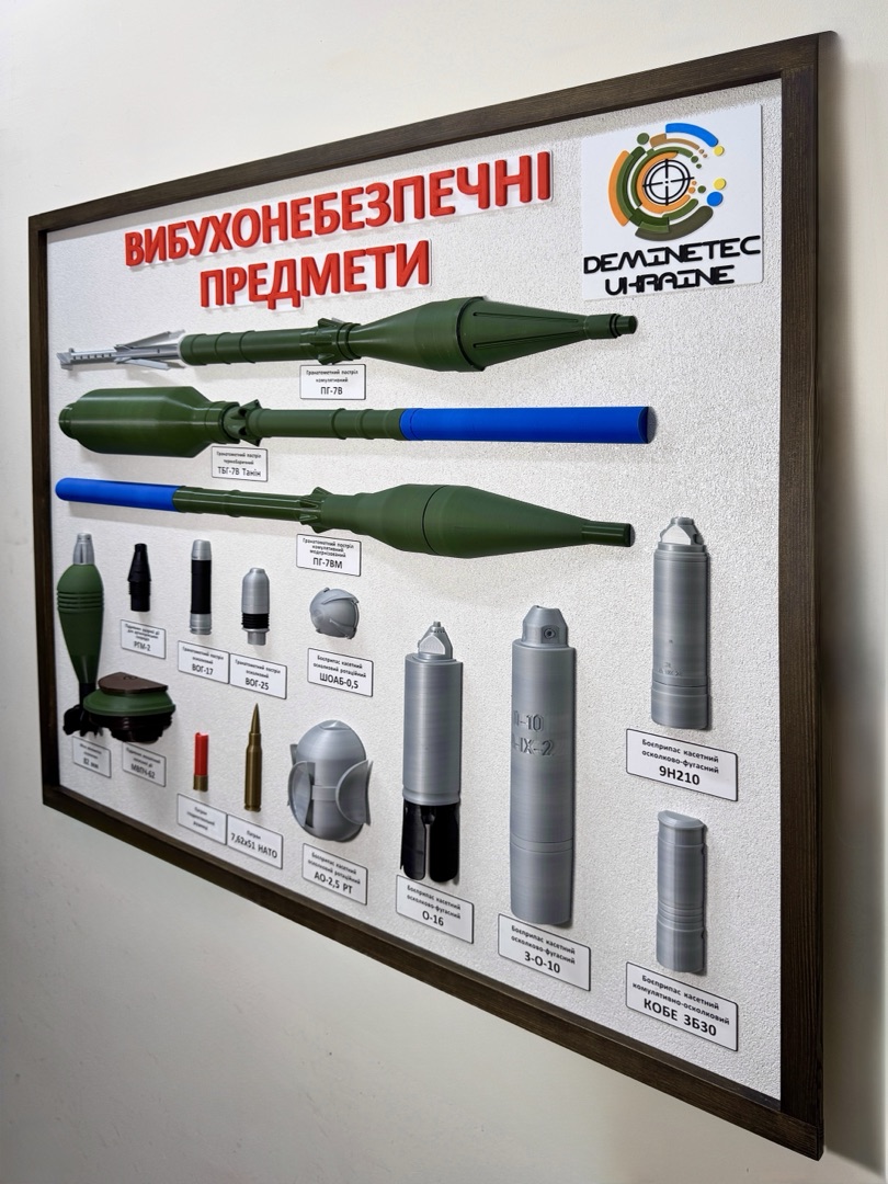 Набір об’ємних стендів вибухонебезпечних предметів 3D друк( Тип 1, Тип 2, Тип 3, Тип 4, Тип 5, Тип 6)