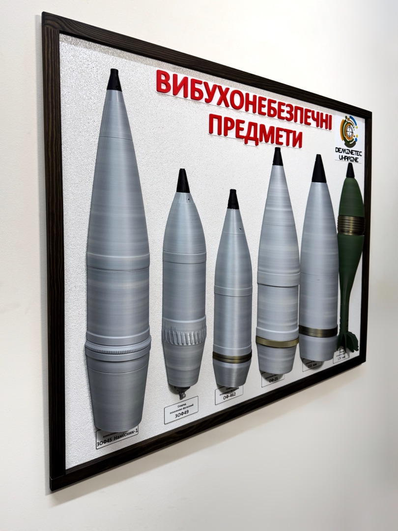 Набір об’ємних стендів вибухонебезпечних предметів 3D друк( Тип 1, Тип 2, Тип 3, Тип 4, Тип 5, Тип 6)
